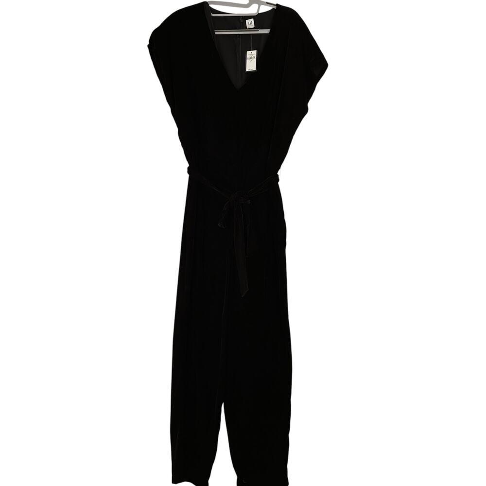 Gap Black Velvet V-Neck Jumpsuit Romper New with tags Size 14 Tall